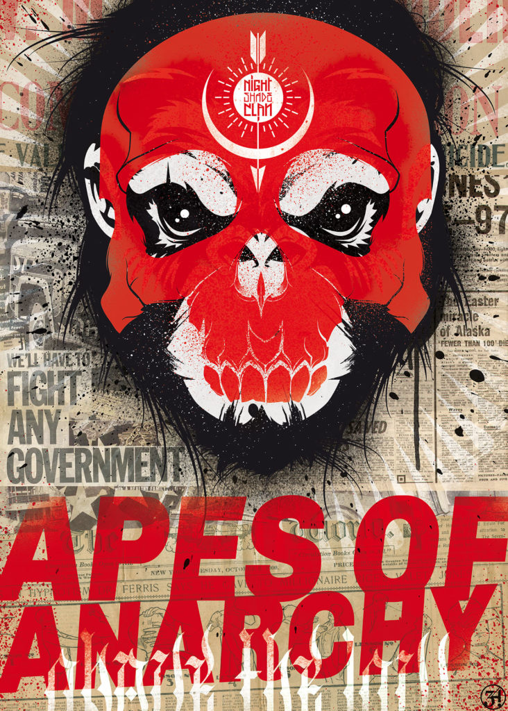 Jase34 - Urban Monks - Apes Of Anarchy Print